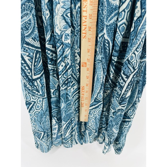 Go Softly Patio Dress Women Blue Tassle Flutter Sleeve Sz L Mumuu Q1015 - Picture 5 of 12